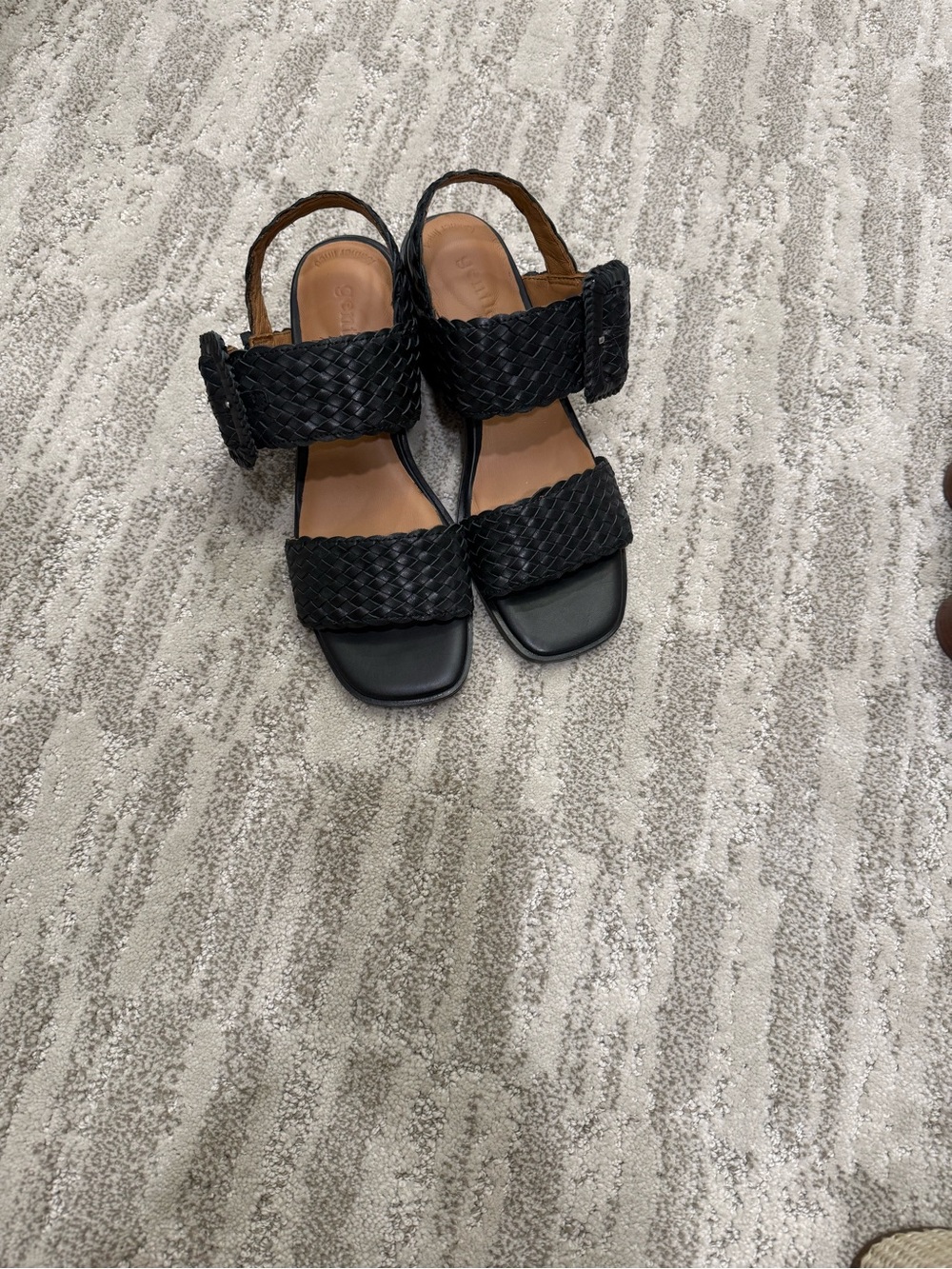gentle souls Black Woven Slingback Sandals